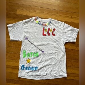 Handmade t-shirt weird awesome baton twirling bees Carly S XS 10-12 handpainted